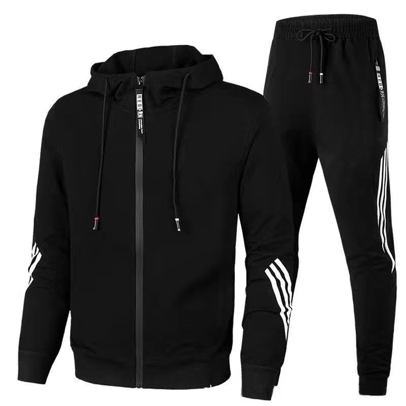 2021 Trend European Code Leisure Sports Suit Fashion Hooded Zipper Couple Running Sweater Trousers Suit