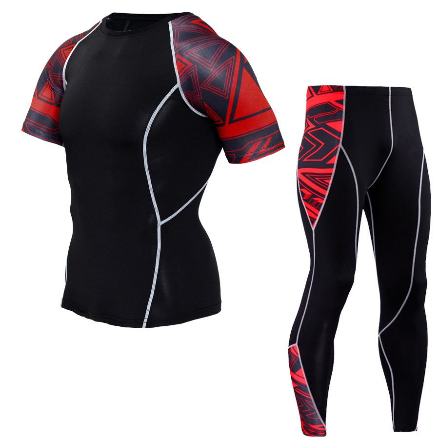 Men's Short-sleeved + Trousers Bicycle Moisture Wicking Men's Quick-drying Pants Cycling Clothes Suit Cycling Clothes Outdoor Clothing
