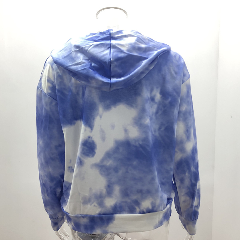  Women Long Sleeve Tie Dye Casual Work Out Chill Women's Top Fit Clothing Hoodie Pullover with Pockets