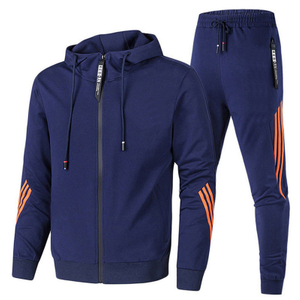 Men's Casual Suit Hooded Zipper Sweater Sports Fitness Two-piece Cardigan Jacket