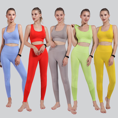 Women's High Waisted Yoga Sets 2 Pieces Leggings Tummy Control Workout Athletic Running Butt Push Up Pants with Sports Bra