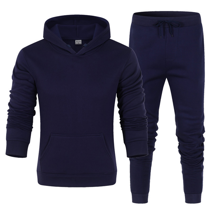Customize European And American Fashion Men's Sports Sweater Suit, Solid Color Hooded Men's Sweater