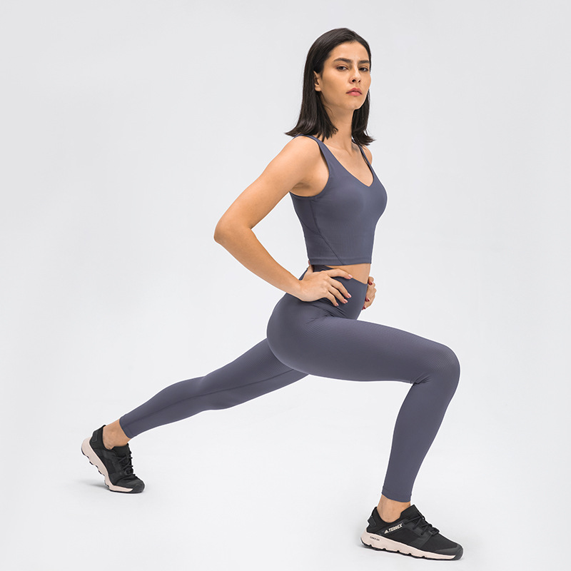 Women's Custom High Waisted Yoga Sets 2-Piece Seamless Leggings Tummy Control Workout Running Butt Push Up with Sports Tops