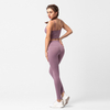Women Yoga Sets 2-piece Tops Workout Custom Seamless High Waist Oversized Ribbed Logo Print Gym Custom Leggings
